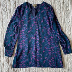 Purple/Pink and Navy Long Sleeve Tunic Blouse